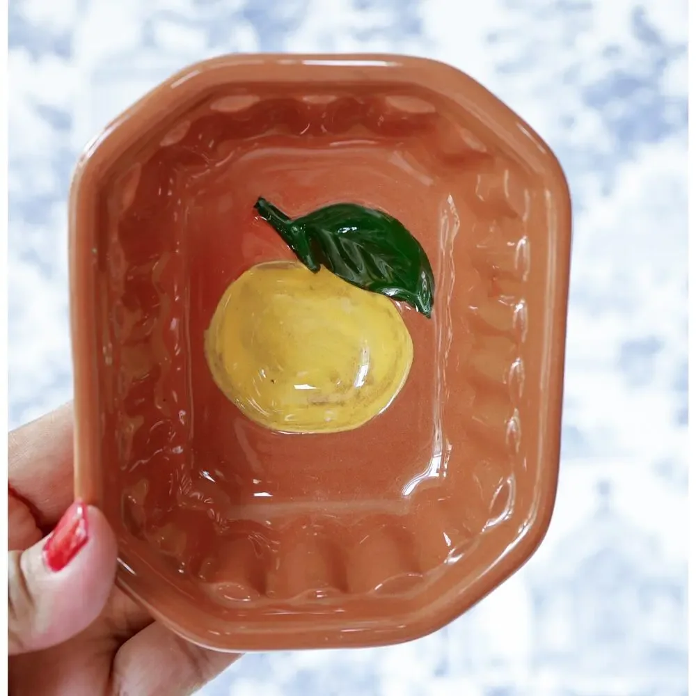 VTG Stangl Pottery Lemon Fruit Jello Pudding Molds Set 2 Cottage Farmhouse Bowl